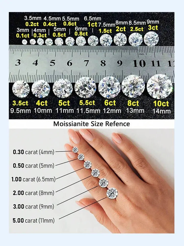 Real White Circular Moissanite Diamond Fashion Simple Ring for Women's Daily Wear 925 Sterling Silver Fine Jewelry