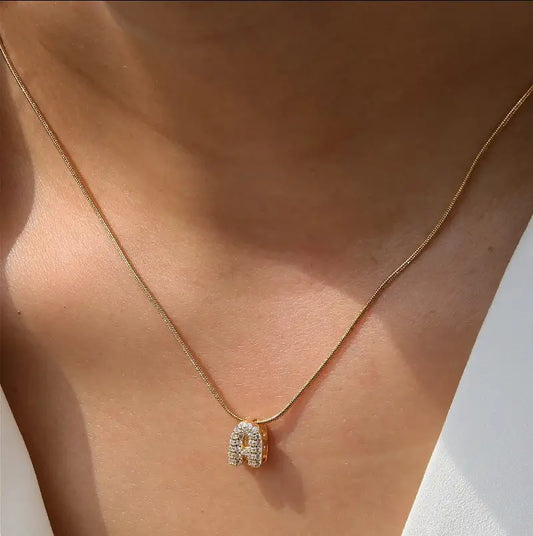 Collana con Iniziale e Zircone – Acciaio Inossidabile