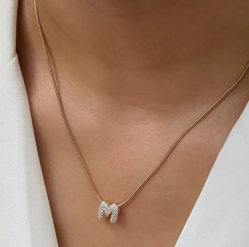 Collana con Iniziale e Zircone – Acciaio Inossidabile