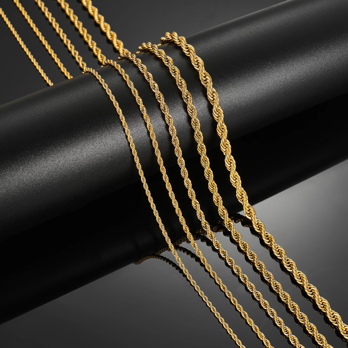 2/3/4/5/6mm Stainless Steel Twisted Rope Chain Necklace for Men Women Gold Color Plated Neck Chains Choker Metal Jewelry Gift