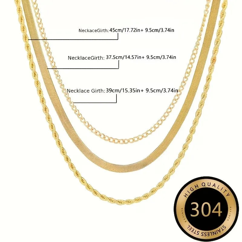 Stainless Steel High-Quality Minimalist Light Luxury Three-Layer Necklace for Women Fade-Resistant Hypoallergenic Jewelry Gifts