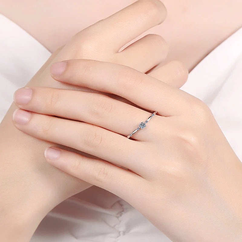 NeeTim D Color VVS1 Moissanite Ring for Women Wedding Fine Jewely with Certificete 925 Sterling Silver Engagement Rings Gifts