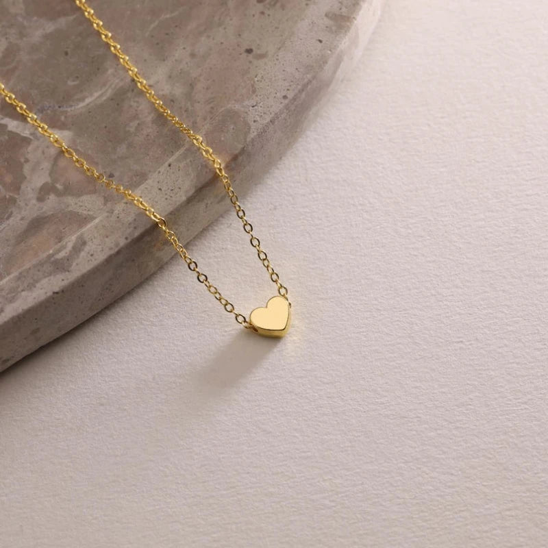 Simple Stainless Steel Necklaces 8mm Heart Pendant Necklace For Women Girls Kids Stainless Steel Hypoallergenic Delicate Choker