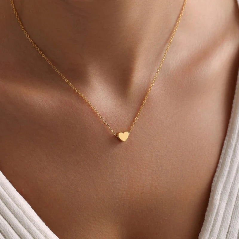 Simple Stainless Steel Necklaces 8mm Heart Pendant Necklace For Women Girls Kids Stainless Steel Hypoallergenic Delicate Choker