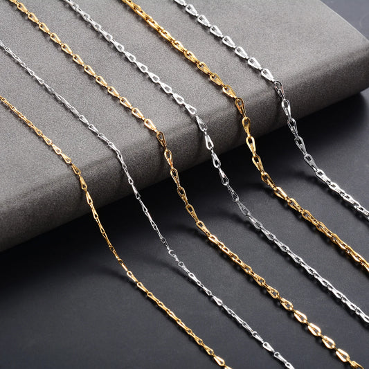 316L Stainless Steel Thin Necklace Cable Chain on the Neck PVD Gold Plated Waterproof Women Men Jewelry Accessories Wholesale