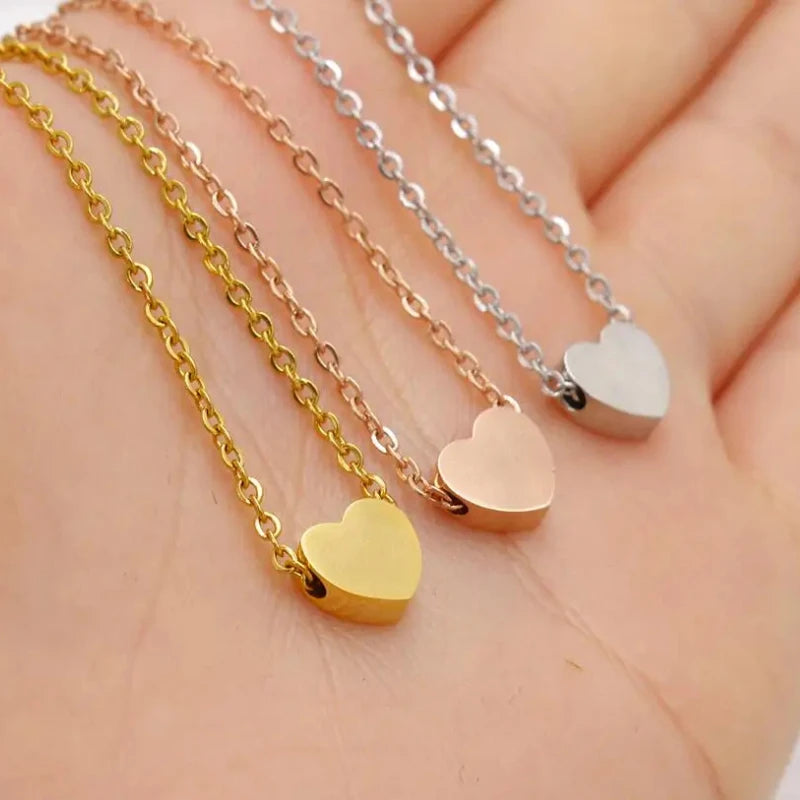 Simple Stainless Steel Necklaces 8mm Heart Pendant Necklace For Women Girls Kids Stainless Steel Hypoallergenic Delicate Choker