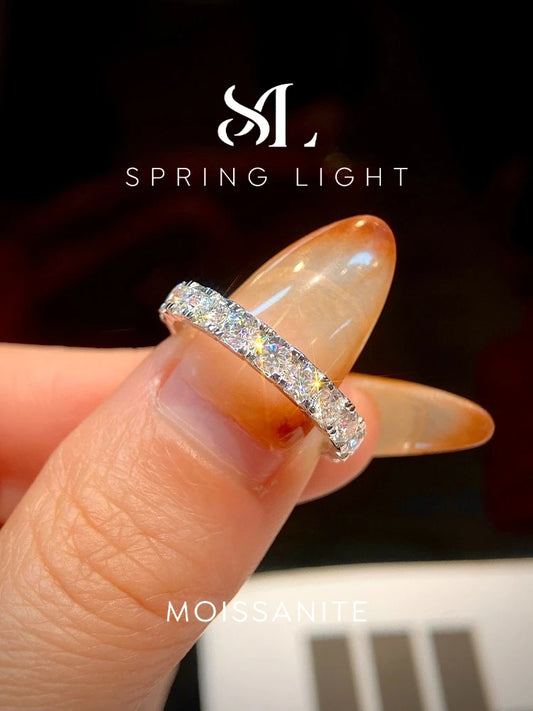 Real White Circular Moissanite Diamond Fashion Simple Ring for Women's Daily Wear 925 Sterling Silver Fine Jewelry