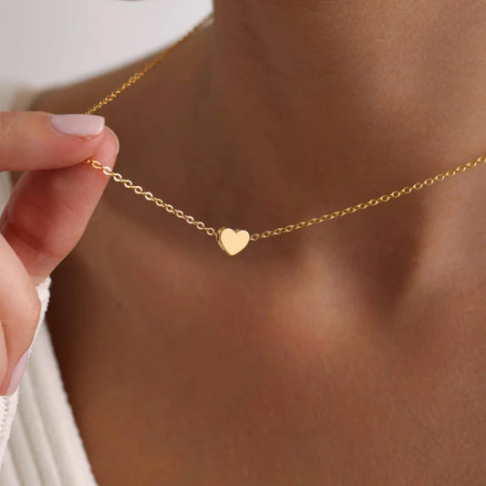 Simple Stainless Steel Necklaces 8mm Heart Pendant Necklace For Women Girls Kids Stainless Steel Hypoallergenic Delicate Choker