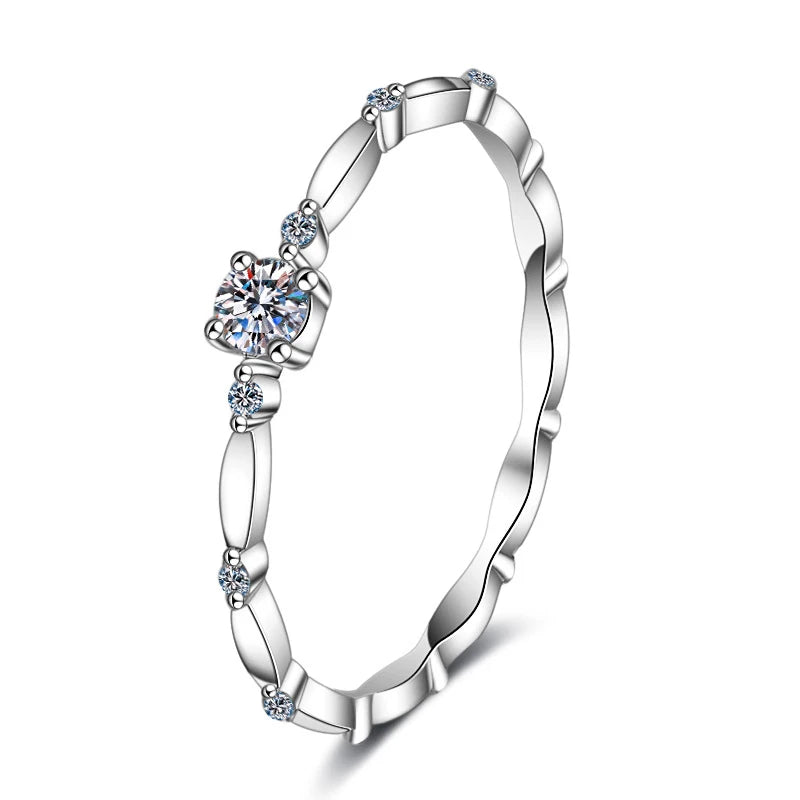NeeTim D Color VVS1 Moissanite Ring for Women Wedding Fine Jewely with Certificete 925 Sterling Silver Engagement Rings Gifts