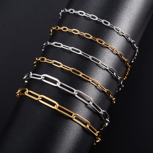 Women Bracelet Stainless Steel Paperclip Link Chain for Hand Foot Ladies Bangle Jewelry Making Accessories DIY Girl Ankle Anklet
