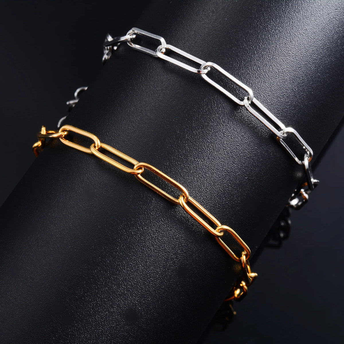 Women Bracelet Stainless Steel Paperclip Link Chain for Hand Foot Ladies Bangle Jewelry Making Accessories DIY Girl Ankle Anklet
