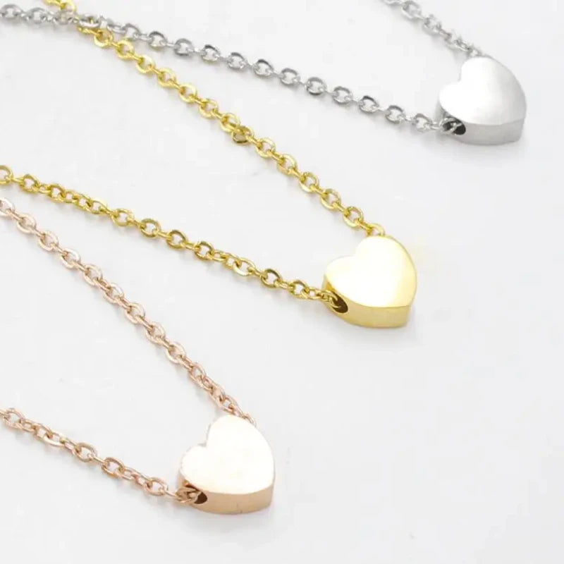Simple Stainless Steel Necklaces 8mm Heart Pendant Necklace For Women Girls Kids Stainless Steel Hypoallergenic Delicate Choker