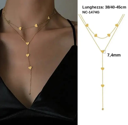 Collana Y Elegante in Acciaio Inossidabile – Finitura Dorata